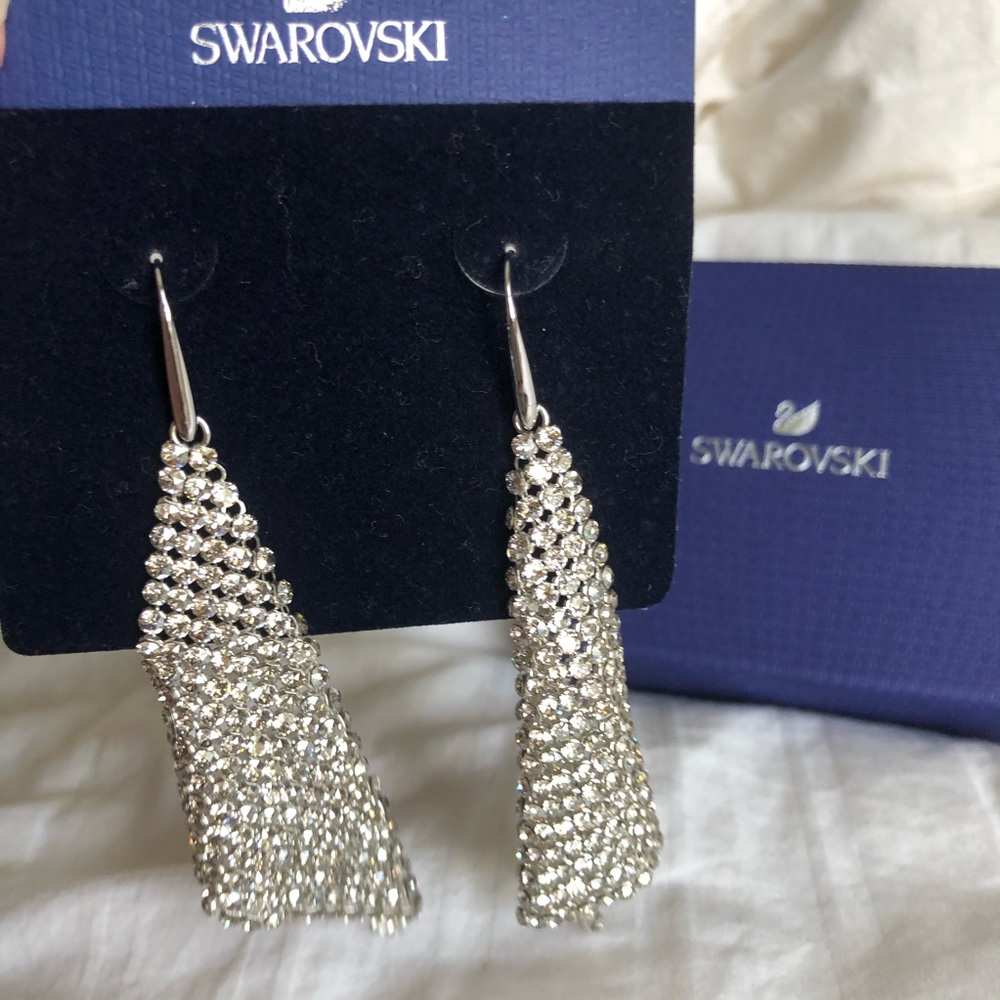 Authentic Swarovski Silver Mesh Earrings